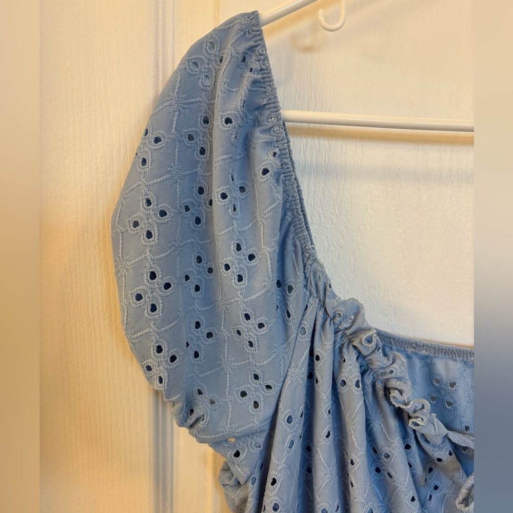 Women’s Rue21 Sky Blue Eyelet Tie Dress Size XXL - Picture 5 of 7